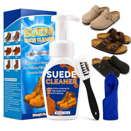 JOYAONE Suede Shoe Cleaner 200 ml, Premium Sneaker Cleaning Kit with Brush, Shoe Cleaner for White Shoes, Suede, Nubuck, Knit, Boots, Trainer, Sneaker, Leather (200 ml)