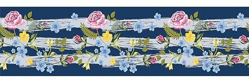 AGDesign Selbstklebende Bordüre Blumen, WB 8237 | Wasserfest Dekoration für Wände, Möbel, Tapeten, Wandverkleidungen und Türen, Folie, Mehrfarbig | Breite 500 cm x Höhe 13.8 cm