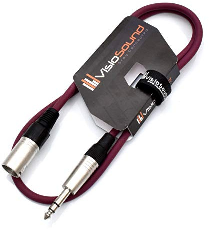 VisioSound Male XLR to 6.35mm Stereo TRS Jack Lead Audio Cable (Purple, 1m) | Noiseless OFC Balanced Signal, Audio, Speaker, Patch Cable / 10 Colours