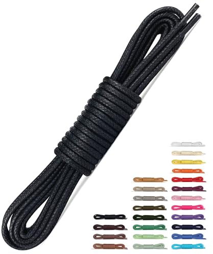 Laceter Lacets Ronds Fins 2,4mm pour Chaussures de Ville - Lacet Idéal pour Derbies, Richelieu, Bottines Cuir, Mocassins - Style Habillé Élégant et Résistant - Noir ébène, 60 cm