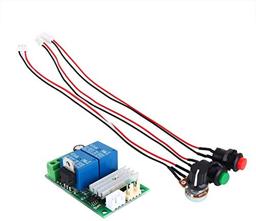 Akozon Controlador de velocidad del motor Interruptor de botón reversible ajustable de velocidad PWM Inversión del controlador de motor de CC DC6V 9V 12V 24V 3A