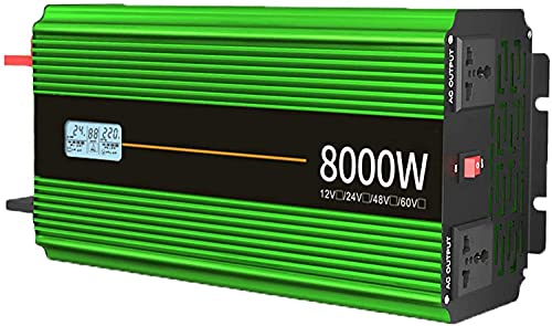 Reiner Sinus Wechselrichter 5000W 6000W 8000W 10000W Power Inverter Spannungswandler DC 12V/24V Auf AC 220V 230V Transformator Umwandler,Pure Sine Wave Inverter Konverter für Auto (8000W,12V)