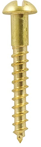 4x30mm (8x1.1/4) brass ROUND head slotted screw (Pack of 20, 50, 100) (20)