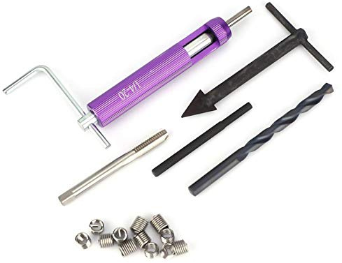Gewindeeinsätze, Stahl + Edelstahl 1/4-20unc American System Gewindereparatureinsatz-Kit + 12PCS Schraubenhülse(1/4-20)