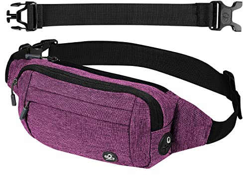 Waterfly Bumbags Waist Fanny Pack Ladies Fashion Bum Bag with Adjustable Belt for Sport Running Hiking Jogging Girls Women Men Purple