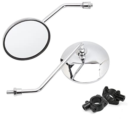 DREAMIZER Motorcycle Rear View Mirror - 7/8 10MM Handlebar Side Mirrors Chrome Universal Compatible with CB 400 750 XT25 XVS VRZ 1800 GT750 CRF450 - Round