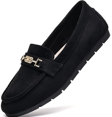 DeYashopin Women's Loafer Shoes Leisure Slip On Work Shoes Comfort Walking Flats Black Velvet 10