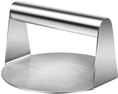 CHEDODU Burgerpresse aus Edelstahl 304 Rund，5,5 Zoll Round Edelstahl Smash Burger Press, für Flat Top Grill, Hamburgerpresse und Squeeze Grease, Leicht zu Reinigen， Spülmaschine Möglich (runden)