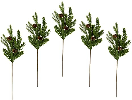 Flair Flower Tannenzweig Zapfen Kunstast Dekozweig Dekoast Tannengrün Koniferen Adventskranz Kranz Weihnachtsdekoration Stiel Kunstzweig Kunstblume Gestecke Kränze Girlande AST,021179GN,48x18x6cm