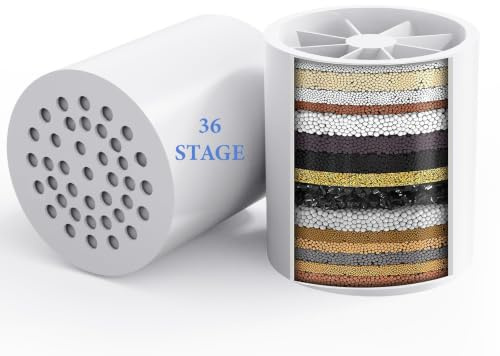 2 Pack 36 Stage Upgraded Shower Filter Replacement White Cartridge | Balance in Filtration for Hard Water -VeoryFly ShowerHead Water Filter Cartridge, Compatible with Any Similar Shower Filter