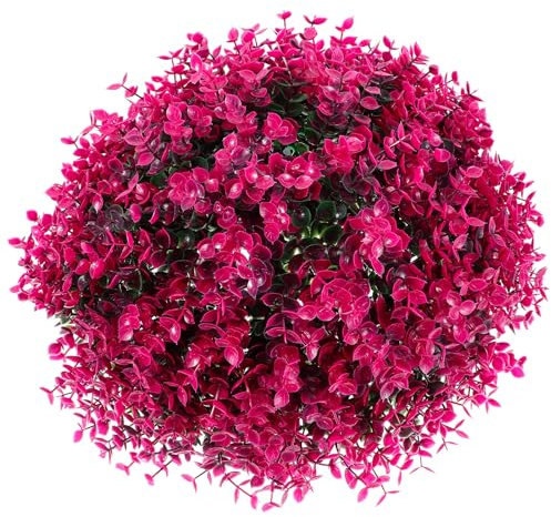 FOMIYES Sfera Topiaria Artificiale in Plastica Con Foglie Di Eucalipto, Palla Decorativa Da Giardino Per Interni Ed Esterni, Facile Da Appendere, Diametros 35 Cm, Colore Rosato