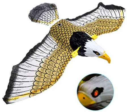 Leuchtendes Vogelabwehr Hängender Adler mit Musik Fliegender Vogelschreck, Garten Vögel Kontrolle Taubenabwehr Schutz für Pflanzen