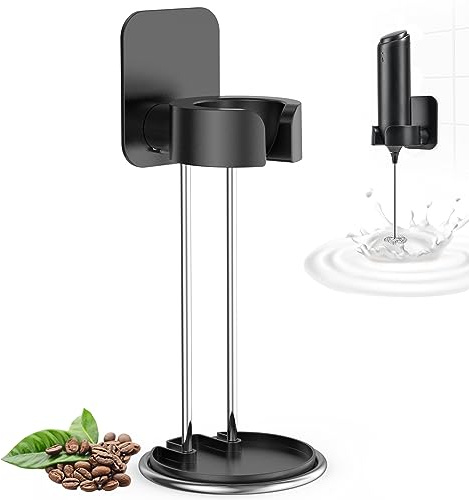 DERGUAM Milk Frother for Coffee, Electric Handheld Milk Frother, Milk Foamer, Mini Mixer and Coffee Blender Frother for Frappe, Latte, Matcha, Cappuccino, Battery Operated with Stand (Frother Stand)