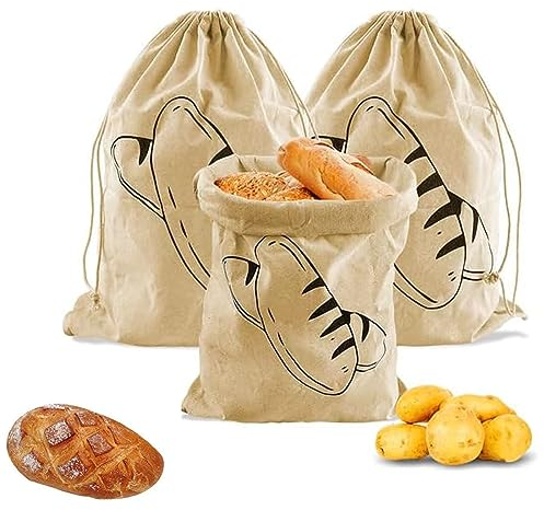 3 Stück Mit Kordelzug Brotbeutel Leinen, 30 X 40cm, Wiederverwendbar,Brotbeutel Aufbewahrung Frischhalten, Brotsack Zum Frischhalten Leinen, Für Brot, Selbstgemachtes Brot Und Weitere Lebensmittel