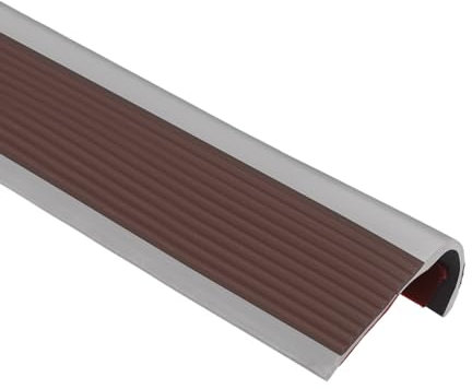 uxcell 1Pcs Stair Nosing, Vinyl Stair Edge Protector, Anti Slip Step Trim for Stair Edging, Stair Edge Trim, Outdoor Indoor Steps, Easy to Install, 6.6Ft, Coffee & Grey