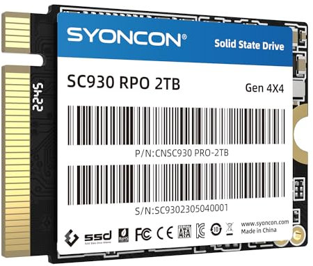 SYONCON SC930 PRO M.2 2230 SSD NVMe PCIe Gen 4.0X4 Unità interna a stato solido compatibile con Steam Deck/Microsoft Surface Pro 8/Pro 7+/Pro X/Laptop3/Laptop4/Laptop Go/Book3 (2TB)