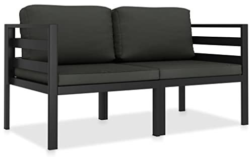 YITHOPI Terrassenmöbel Gartensofa Möbelsets 2-TLG. Garten-Sofagarnitur mit Auflagen Aluminium Anthrazit