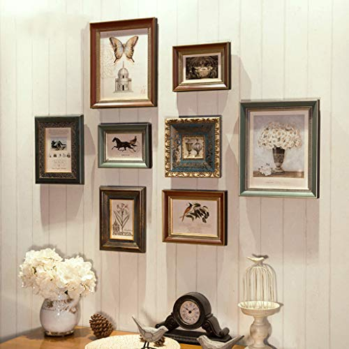 IBOWZ Bilderrahmen Collage Set Wand-Fotorahmen, Collage-Sets, 8-teilig, für Zuhause, Familie, Vintage, mehrere Bilderrahmen, Verschiedene Größen, für Wohnzimmer, Treppenhaus, dekorative Malerei