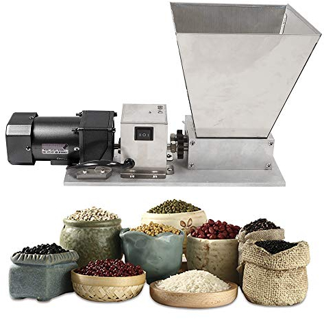 Getreidemühle, Elektrisch Malzmühle Verstellbare, 4L Schrotmühle Grain Crusher Malt Mill mit Hopper 60W 75RPM