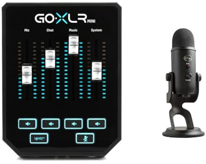 TC Helicon GoXLR MINI Online Broadcast Mixer with USB/Audio Interface and Midas Preamp & Logitech Blue Yeti USB Microphone for PC, Mac, Gaming, Recording, Streaming, Podcasting, Studio