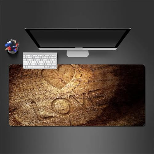 Gaming Mauspad XXL Liebe Zur Holzmaserung Großes Mauspad Schreibtischauflage mit Vernähte Kanten Einer speziellen Oberfläche verbessert Geschwindigkeit und Präzision 1200x600x2mm