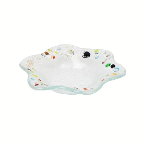 SOSPIRI VENEZIA – Kleine Blumenschale aus Muranoglas, von Hand dekoriert, Wohndekoration – Geschenkidee für Zeremonien, Gastgeschenke mit eleganter Box (13 x 13 cm, rund)
