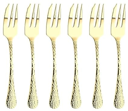 Arthur Price CAVA0131 6 Pastry Forks, Stainless Steel, Gold