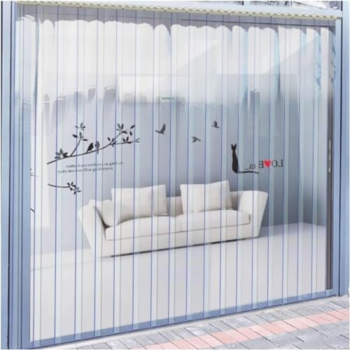 Streifenvorhang Transparent PVC Türvorhang Streifenvorhänge Länge 180cm - 300cm Dicke 1,3mm - 3,3mm Winddicht Wasserdicht Trenntürvorhang Fliegenschutz Balkontür Vorhang(Color:Dicke 3.3mm,Size:5pcs 15