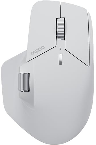 Rapoo MT760M Wireless Mouse Silent - USB Wireless 2.4G und Bluetooth Maus kabellos, bis 4000 DPI, leiser klick, Multi Device, Daumenscrollrad, Akku, für PC, Mac, weiß-grau