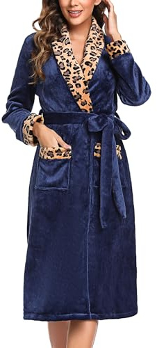 Marvmys Vestaglia Donna Invernale Pile Caldo Elegante Vestaglie Accappatoio Morbidissimo con Cintura e Tasca Stile E M