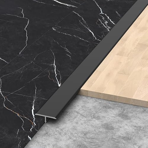 Raouoae Profilo In Alluminio A T, Striscia Di Transizione 3 Pezzi Da 100cm, Strisce Decorative Per Bordature Di Pavimenti, Porte E Modanature, Installazione Facile(Schwarz,Breite: 10 mm)