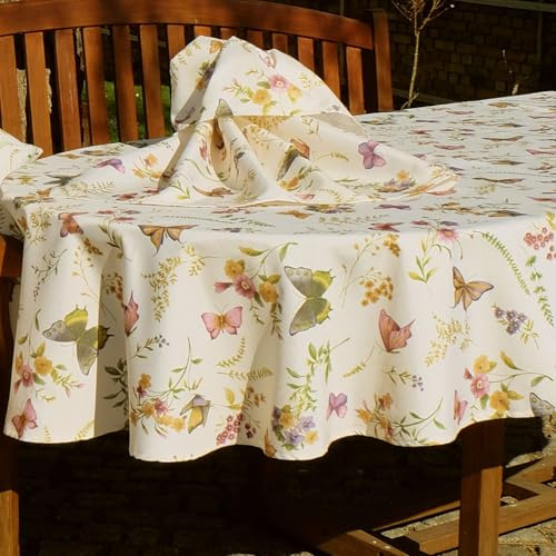 texpot Tischdecke 160 x 220 cm oval Druck Schmetterling Frühling Tischtuch Sommer