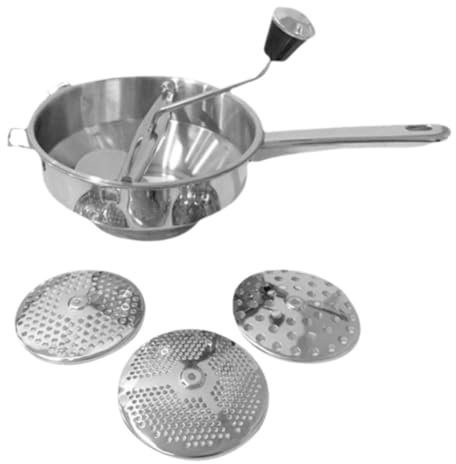Moulin à nourriture en acier inoxydable avec 3 disques de fraisage, broyeur à manivelle multifonctionnel pour sauce pomesa nourriture bébé presse-purée pour tomate