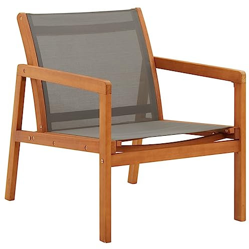 LLEZKBR Furniture Select-Garden Lounge Sessel, Grau, massives Eukalyptusholz und Textilene