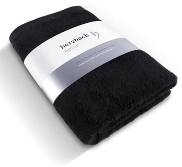 herzbach home Collezione Deep Black | Asciugamano da sauna extra lungo 80 x 200 cm | 100% cotone | morbido e assorbente | Colore: nero