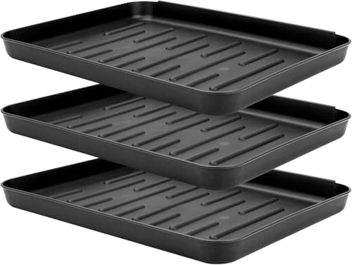 Cozary Schuhabtropfschale – 3 Stück wasserdichte und rutschfeste Schuhabtropfschalen für den Eingangsbereich, aus Kunststoff, schwarz, ideal für Schuhe und Stiefel