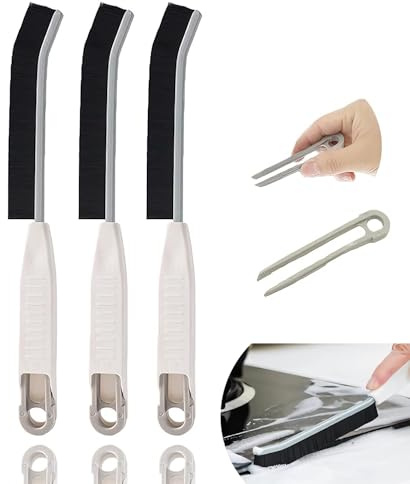 Laphontab Corner Cleaning Brush Set, 3 Hard Bristles Brushes with Hanging Function & Clip, Gap Cleaning Brush for Tiles, Bathroom & Kitchen, Joint Brush for Tight Gaps and Corners (Black)