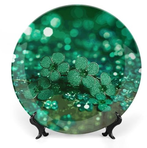 Grandes assiettes décoratives en porcelaine anglaise verte étincelante de 25,4 cm pour présentation en céramique avec présentoir personnalisé pour cuisine, salle à manger, 25,4 cm