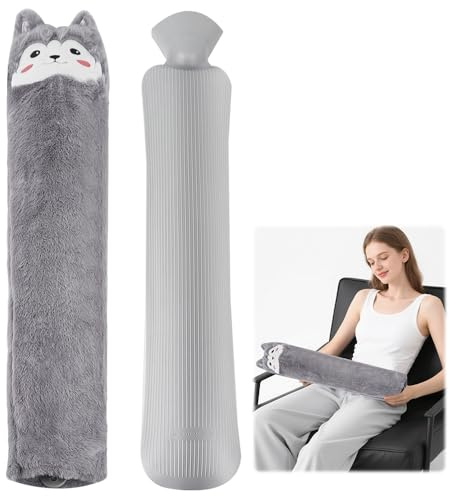 YANGUN 2L Hot Water Bottle, Long Hot Water Bottle with Removable Washable Cover, Pain Relief Cosy Nights Neck Back Shoulder Warmer Sofa Bedtime Heat Theraphy