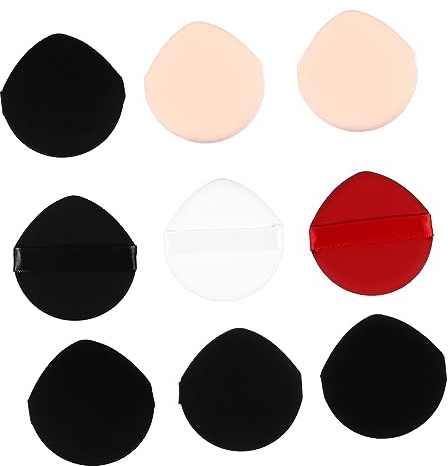 SHERCHPRY 9pcs Air-effect Makeup Powder Pads Face Beauty Tool Black Fabric White Core Each for Loose Powder Application