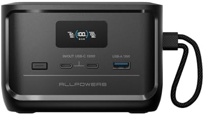 ALLPOWERS SOLAX P100 950g generador Solar portatil,99.2Wh/100W,Se Puede Llevar en el avión,LiFePO4 batería LFP 2000 Ciclos,3 Salidas,MPPT 100W MAX,Kit Solar para Camping y Emergencias