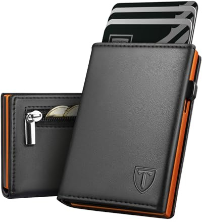 Tomylv Geldbörse Herren - Portmonee Herren mit Münzfach, Slim Wallet mit RFID-Schutz, Kartenetui - für 11 Karten, 8 Scheine, 5 Münzen, ID-Fenster, Geschenkbox