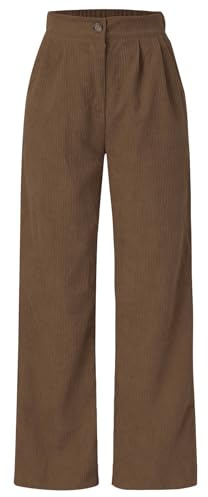 Cordhose Damen High Waist Hose mit Knopfverschluss Damenhose Freizeithose Lang Nadelstreifen Cordhose Weites Bein Cord Hose Seitentasche Karottenhose Locker Bequeme Fallschirm Parachute Pants