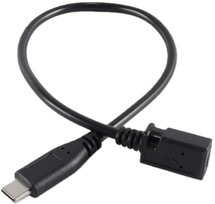 ACOLY Adaptador mini USB a USB C, convertidor mini 5P hembra a tipo C macho, cable de extensión de carga de datos de 27 cm/10,6 pulgadas