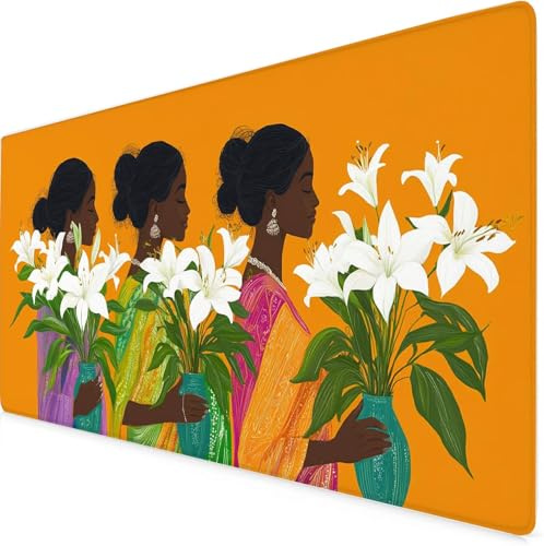 Lily Gaming Mouse Pad Woman Large Mouse Mat Comfortable Mousepad with Smooth Cloth Surface, Textured Wear Resistant, Improved Precision and Speed, Mousemat 1000x500x3mm Desk Accessories for Men K7-794
