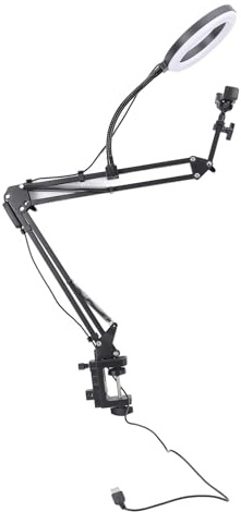 Hamwesh Support de Téléphone Aérien avec Anneau Lumineux, éclairage Annulaire de Bureau LED avec 3 Températures de Couleur 10 Niveaux de luminosité pour Une Manucure de beauté en