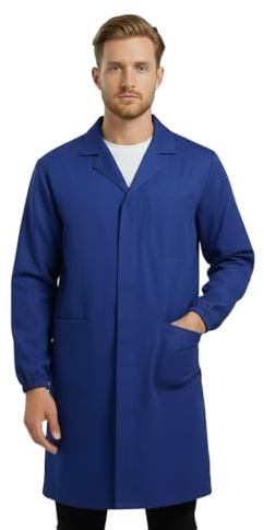 Camice da Lavoro da Uomo, Blu, Cotone Pesante, per Magazziniere e Laboratorio (Blu, XL)