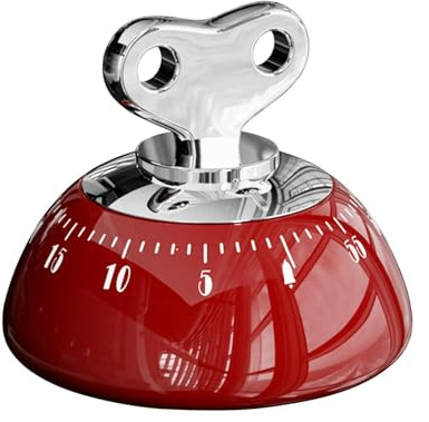 Yooyan Mekanisk kökstimer röd – 1–60 minuters nedräkning, högt larm och magnetisk baksida, batterifritt urverk, perfekt för matlagning, bakning, kontor och studier, dekorativ tidshanteringshjälpare