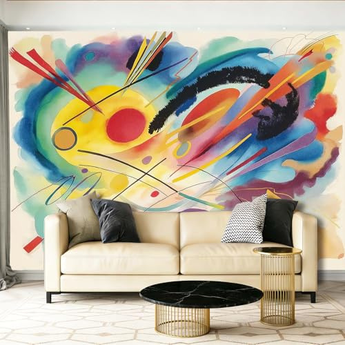 Carta da parati fotografica Astratto Pittura Ad Acquerello, Colorato Motivo Poster Murales - 250 x 175 cm 3D Effetto Panorama Carta Da Parati Decorazione per Soggiorno Camera Letto Sala Ufficio