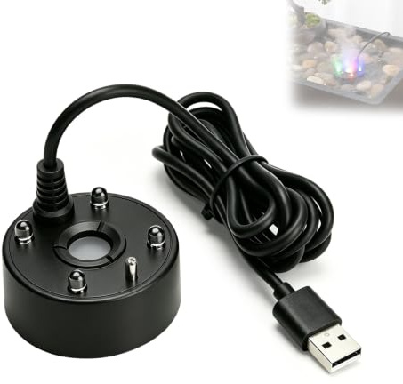 Zyrtkeriom Máquina de niebla ultrasónica para acuario, con cambio de color y protección contra la escasez de agua, 5 V, para fuentes, estanques y acuarios